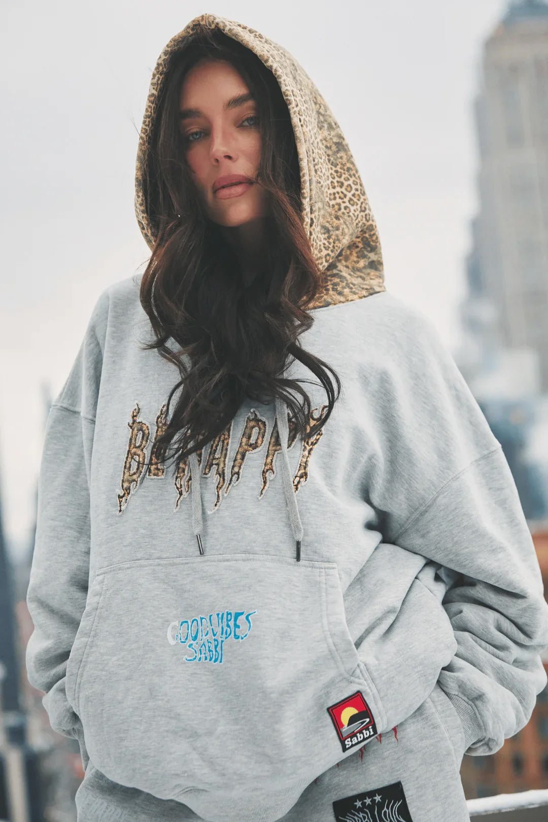 Sabbi The Be Happy Leopard Hoodie - Meadow Collectivehoodie