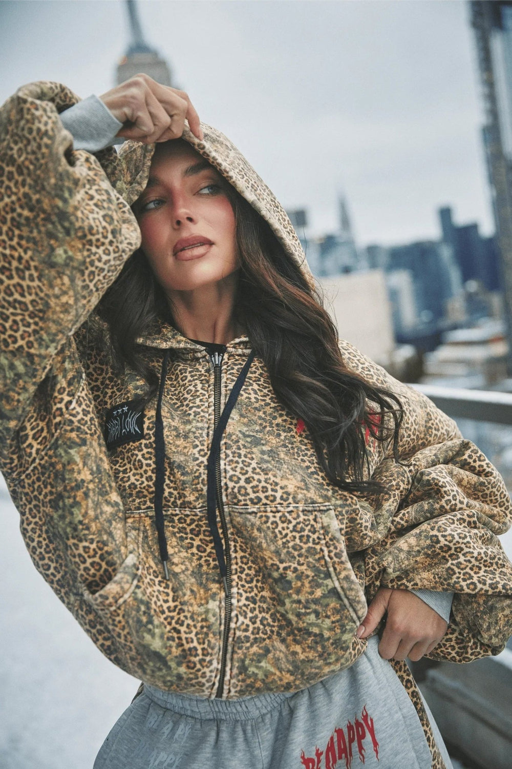 Sabbi The Be Happy Leopard Padded Bomber - Meadow Collectivebomber jacket