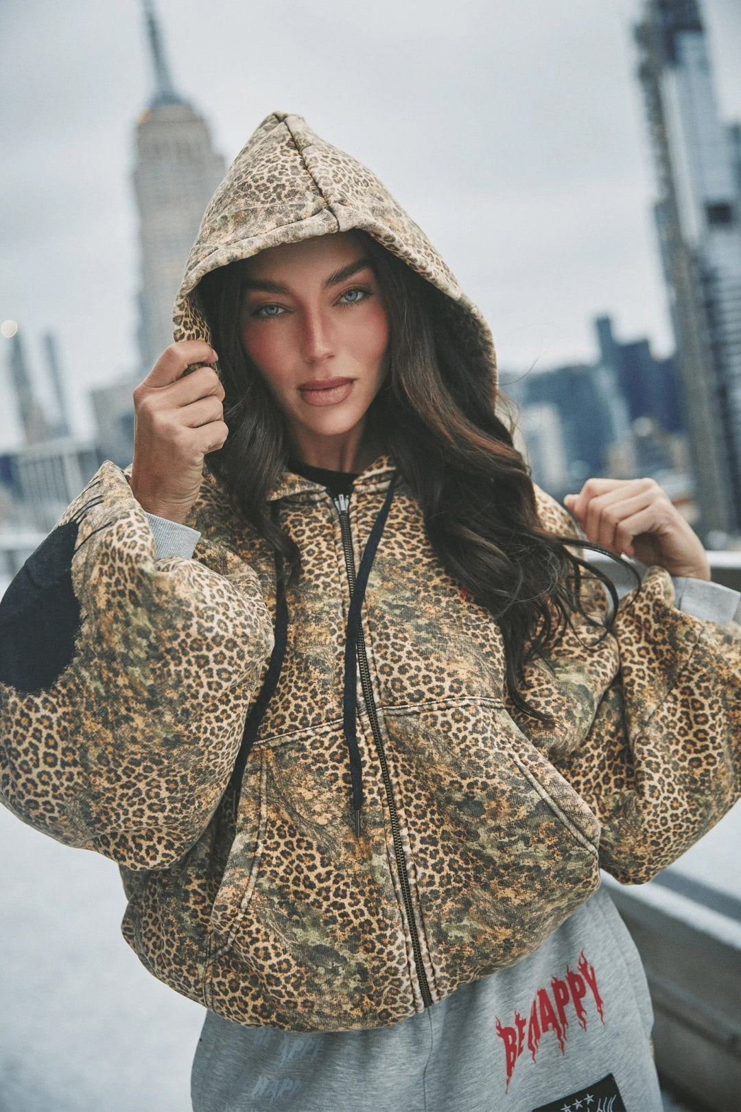 Sabbi The Be Happy Leopard Padded Bomber - Meadow Collectivebomber jacket