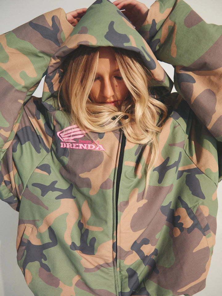 Sabbi The Be Kind Bomber Jacket - Camo - Meadow Collectivepuffer jacket