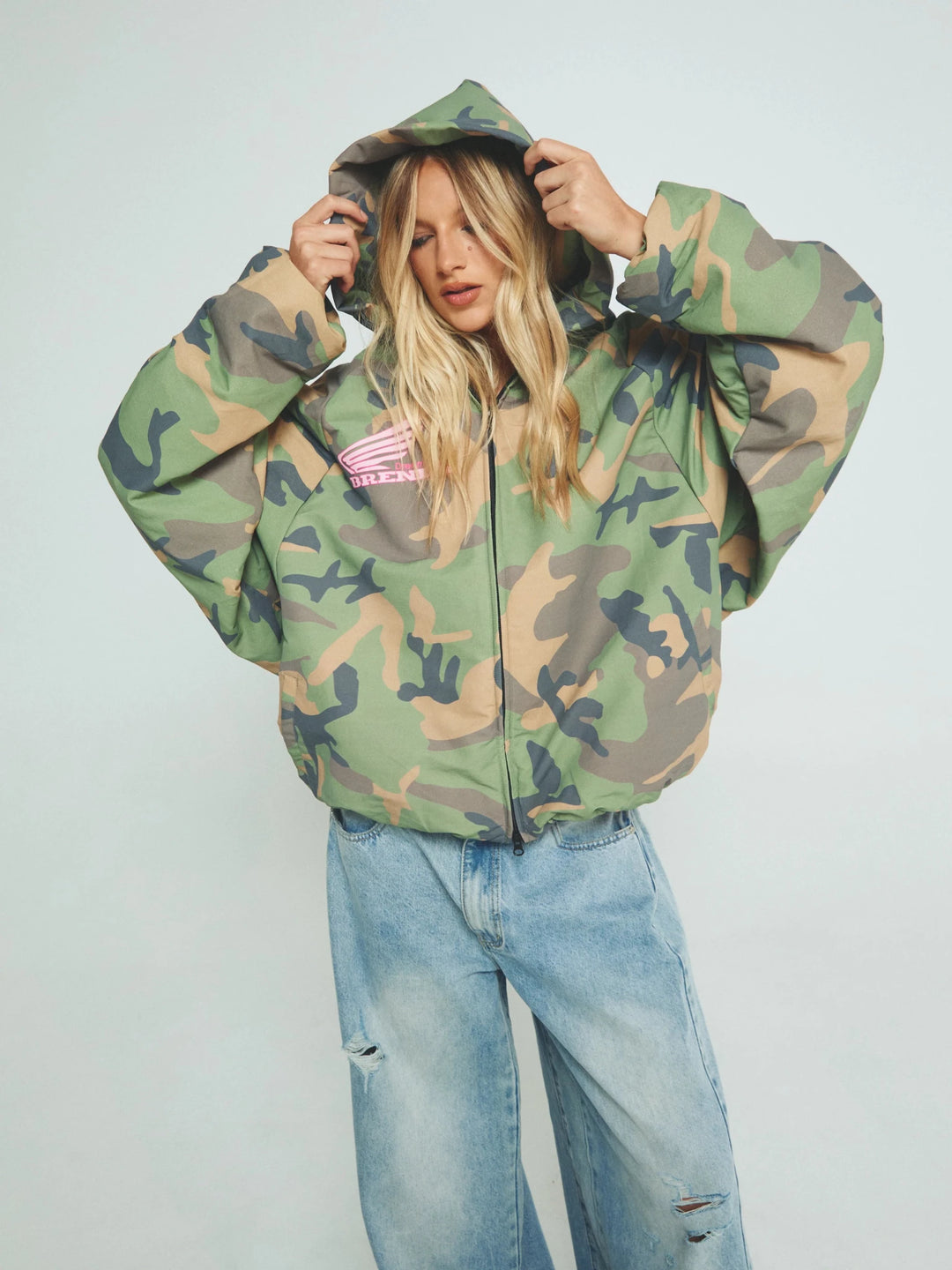 Sabbi The Be Kind Bomber Jacket - Camo - Meadow Collectivepuffer jacket