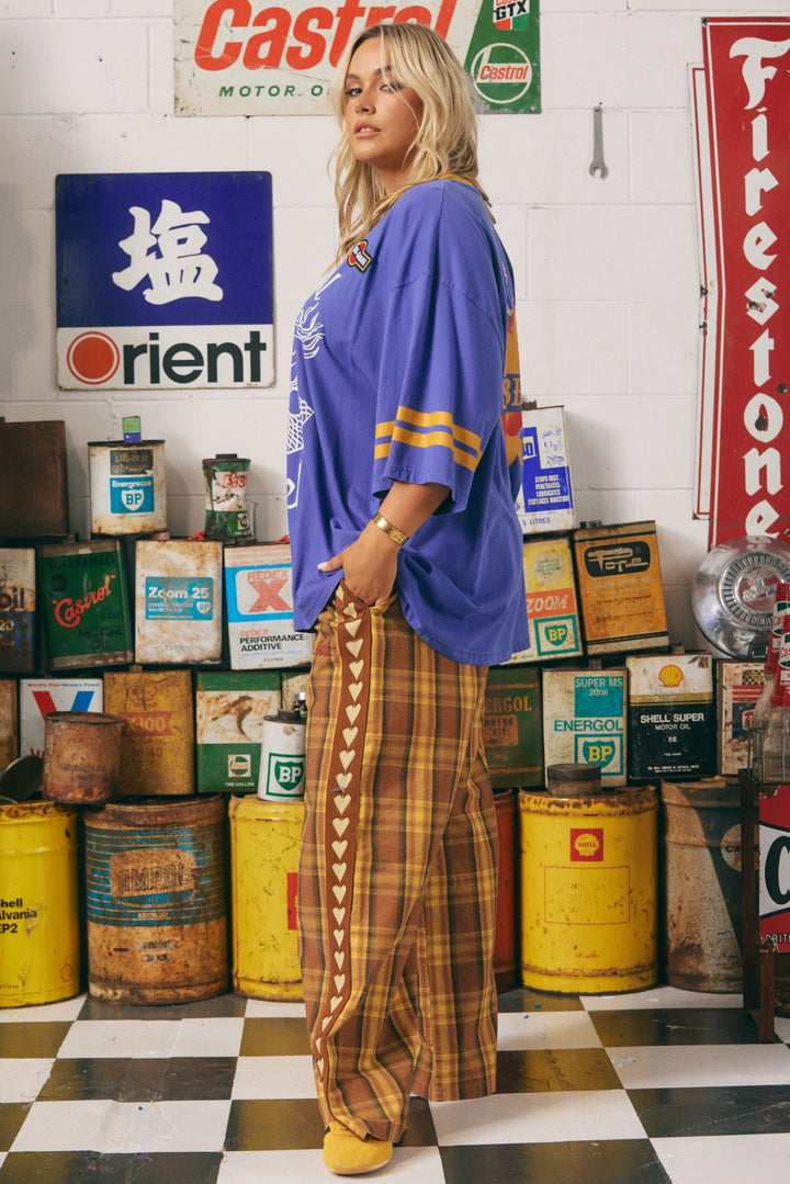 Sabbi - The Canvas Raving Hearts Pants - Tartan Mustard - Meadow Collectivetrack pants