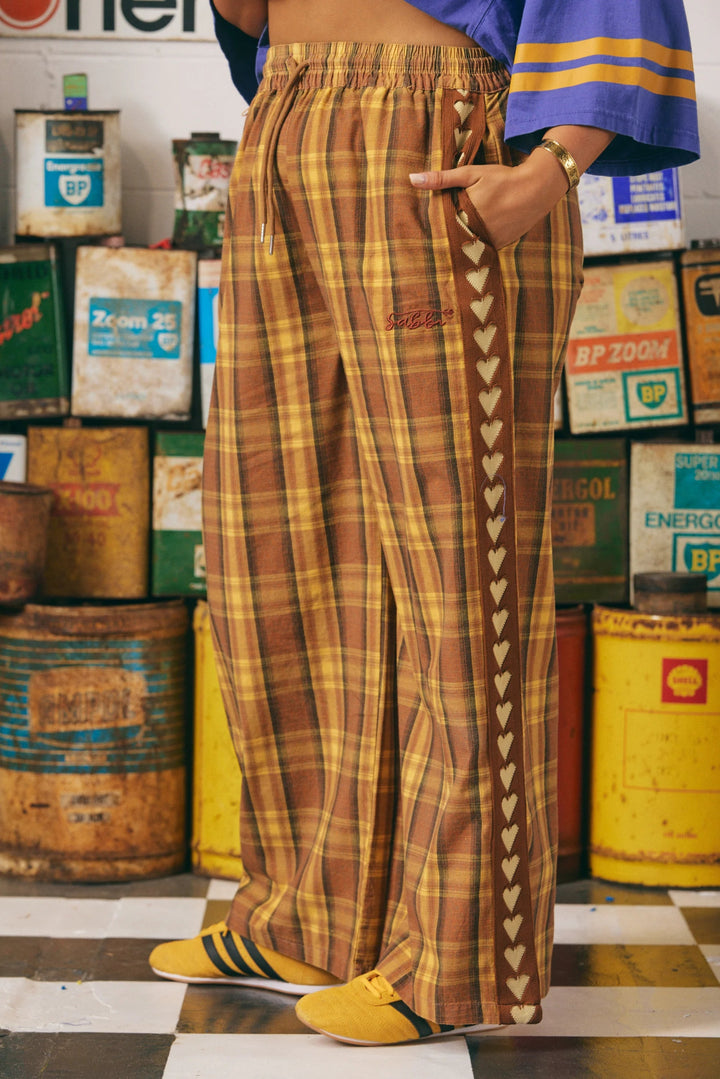 Sabbi - The Canvas Raving Hearts Pants - Tartan Mustard - Meadow Collectivetrack pants