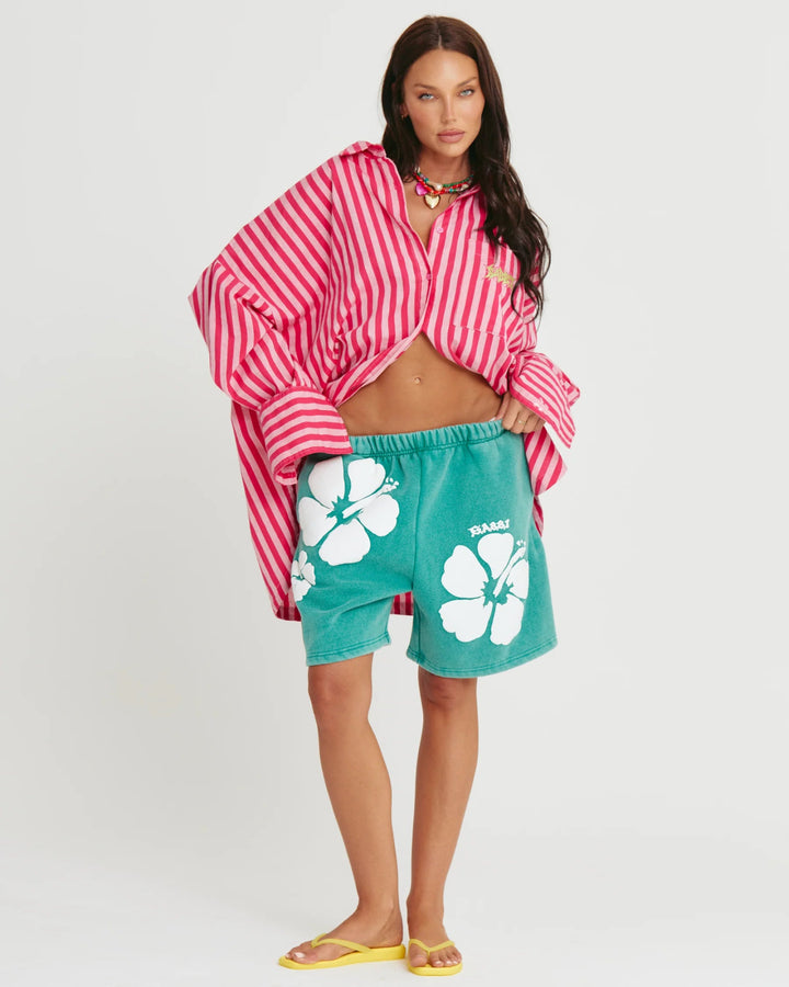 Sabbi The Happy Hibiscus Shorts - Green - Meadow CollectiveShorts