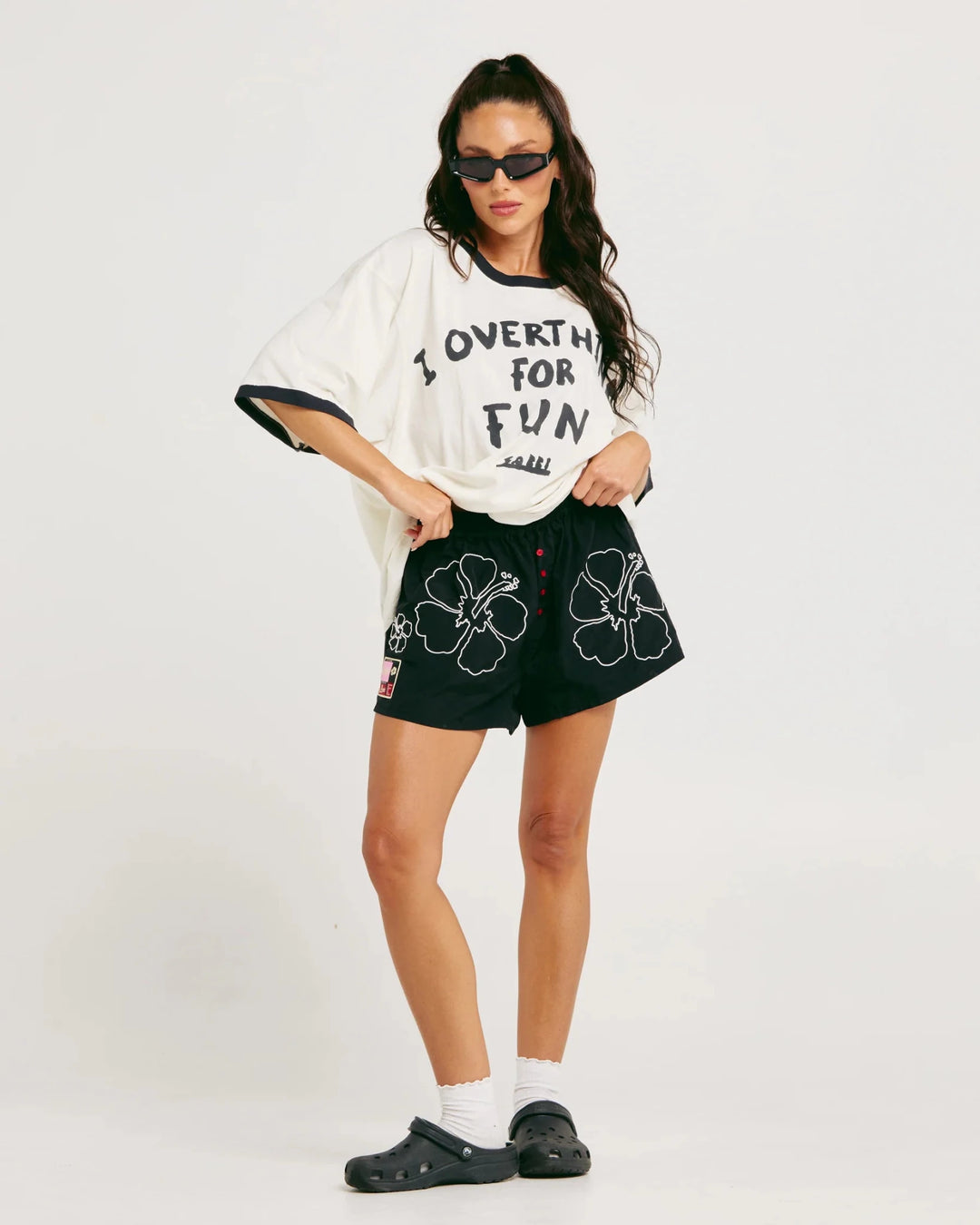 Sabbi The Hibiscus Boardshort - Black - Meadow Collectiveboardshorts