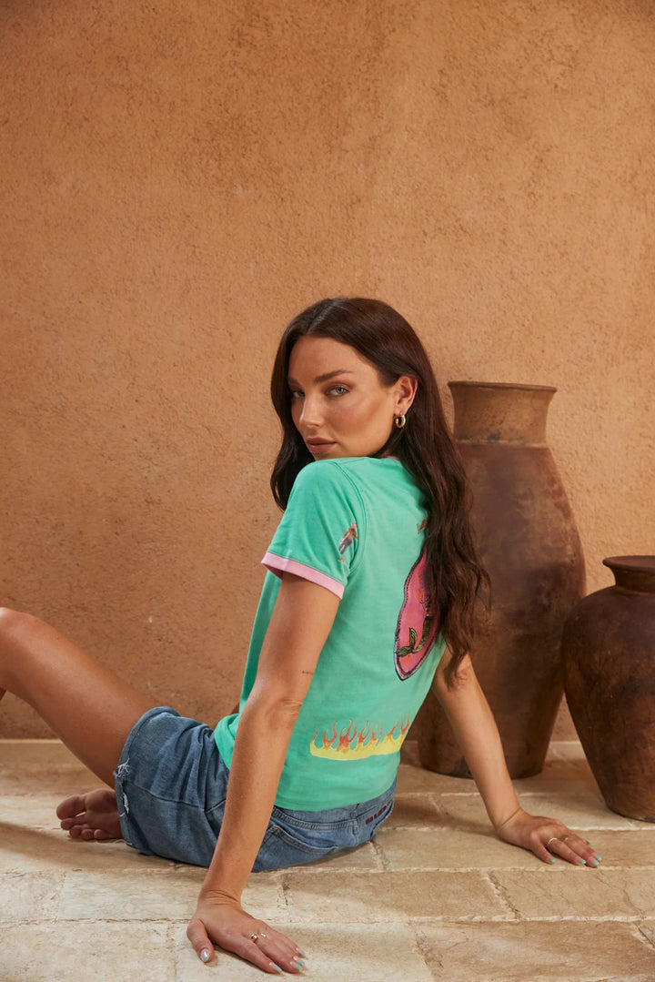 Sabbi - The Lucky Mermaid Baby Doll Fitted Tee - Green - Meadow Collectivebaby tee