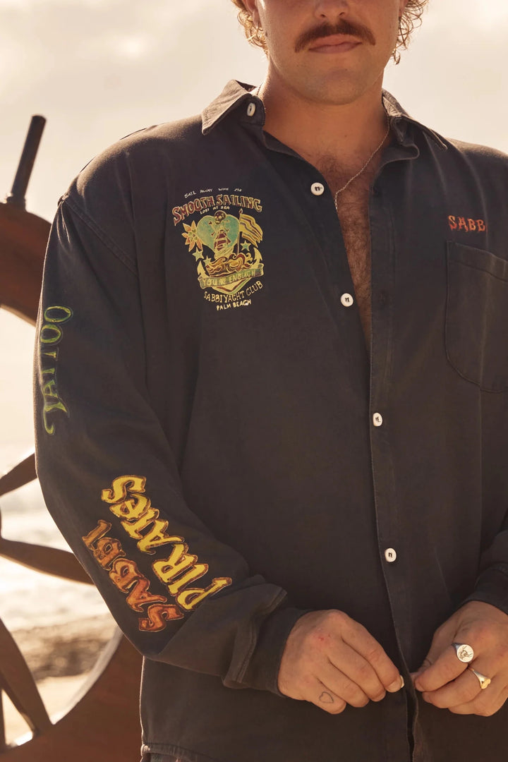 Sabbi The Rum & Bass Shirt - Black - Meadow Collectivebutton down shirt