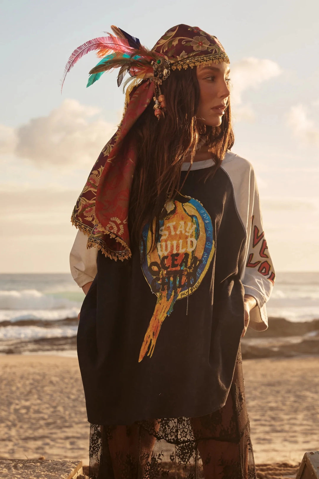 Sabbi The Stay Wild Raglan Tee - Black - Meadow Collectivet shirt