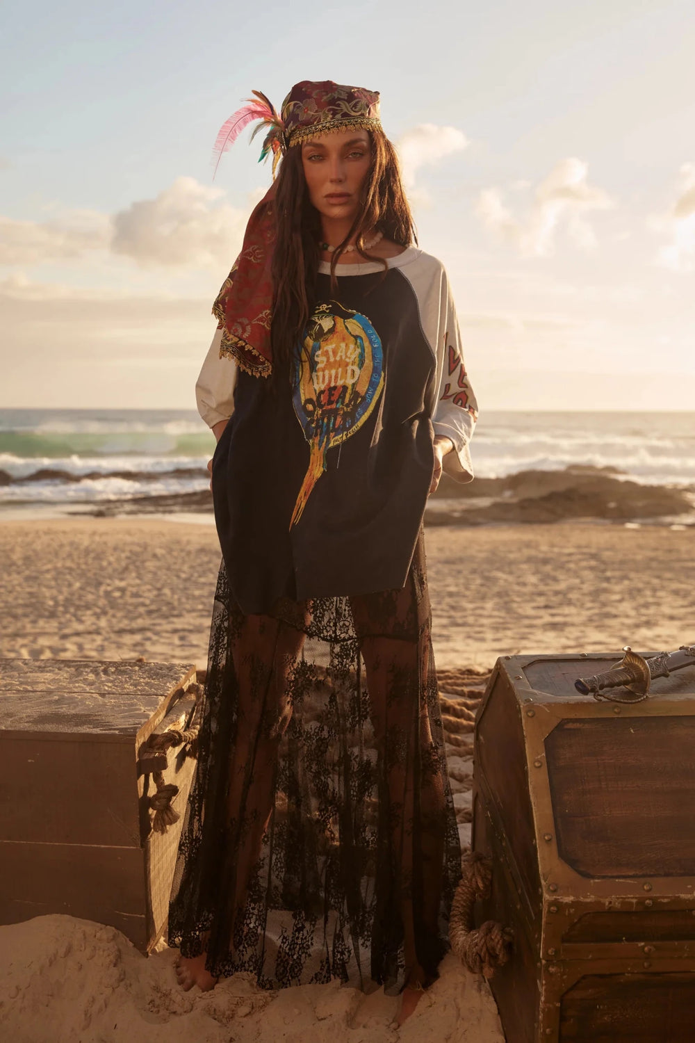 Sabbi The Stay Wild Raglan Tee - Black - Meadow Collectivet shirt