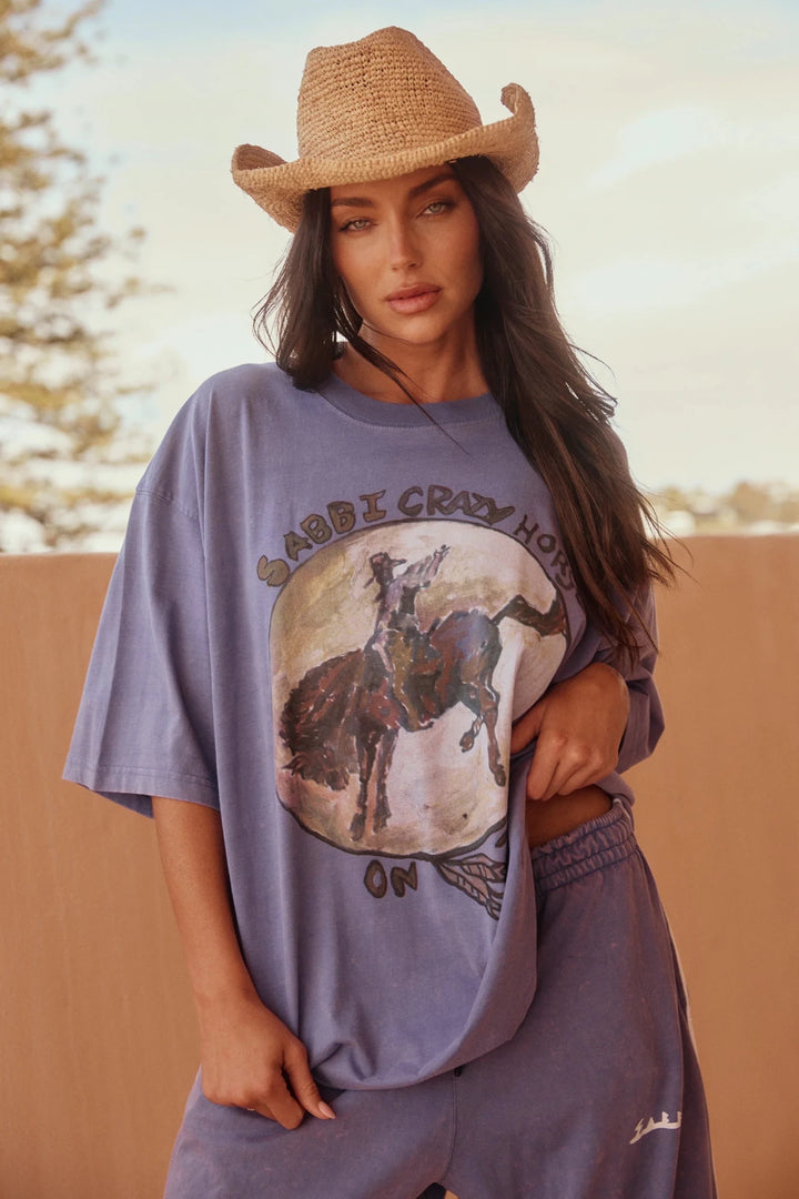 Sabbi The Very Oversized Crazy Horse Tee - Dusty Lavender - Meadow Collectivet shirt