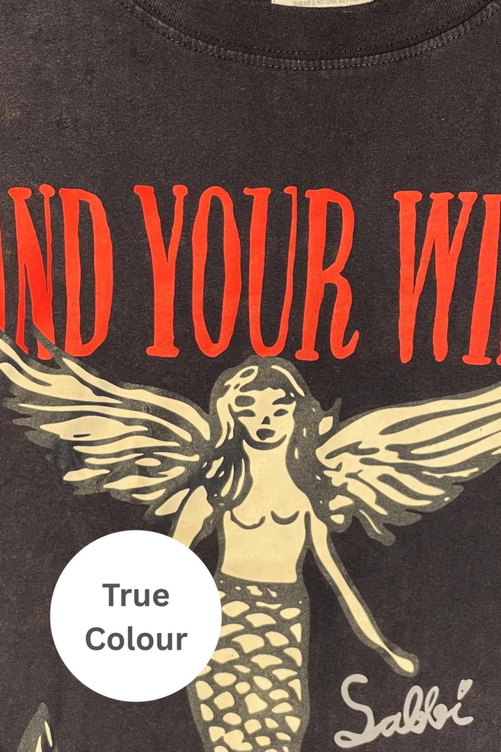 Sabbi The Very Oversized Find Your Wings Tee - Black - Meadow CollectiveT-Shirts
