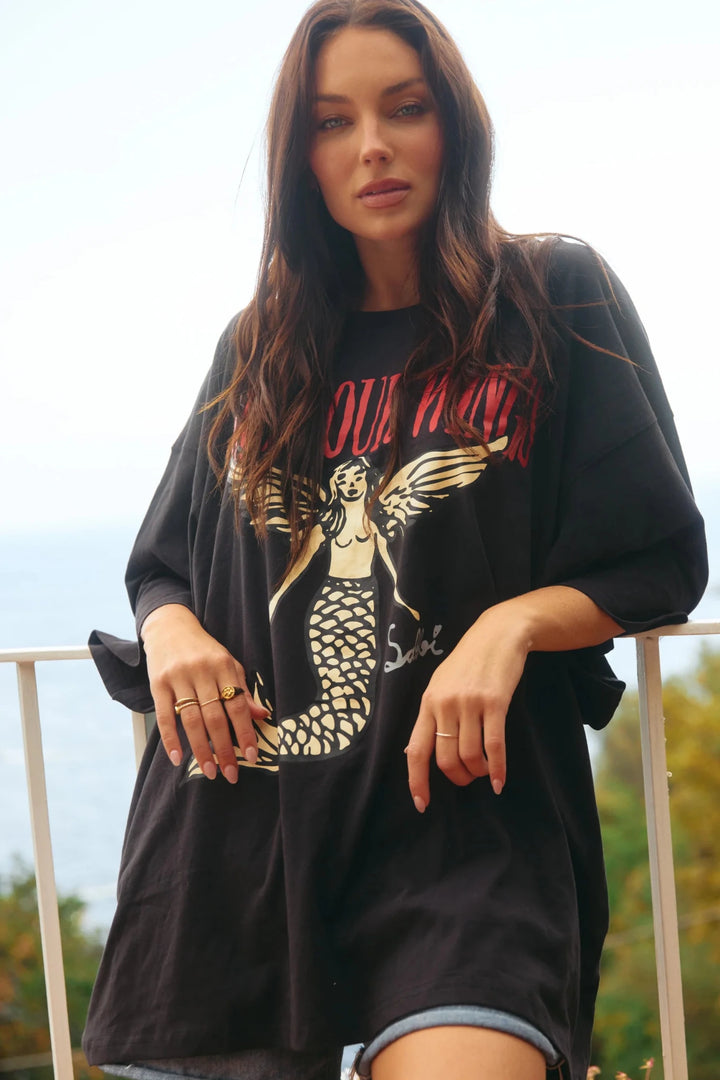 Sabbi The Very Oversized Find Your Wings Tee - Black - Meadow CollectiveT-Shirts