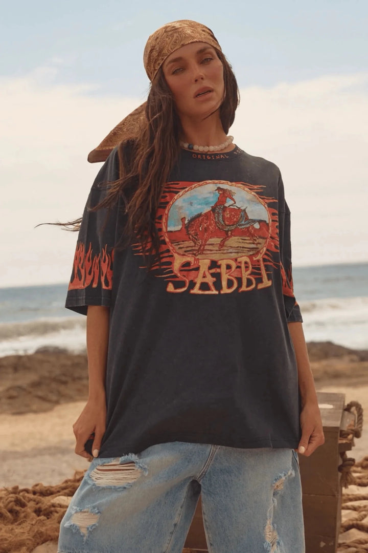 Sabbi The Very Oversized Flaming Cowboy Tee - Meadow CollectiveT-Shirts