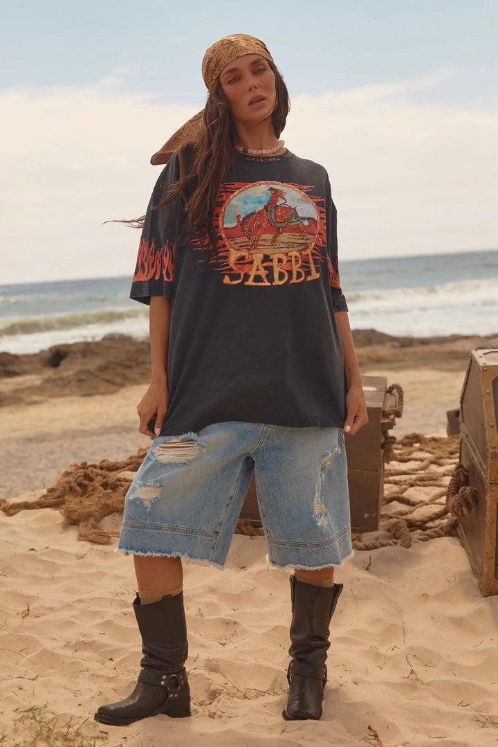 Sabbi The Very Oversized Flaming Cowboy Tee - Meadow CollectiveT-Shirts