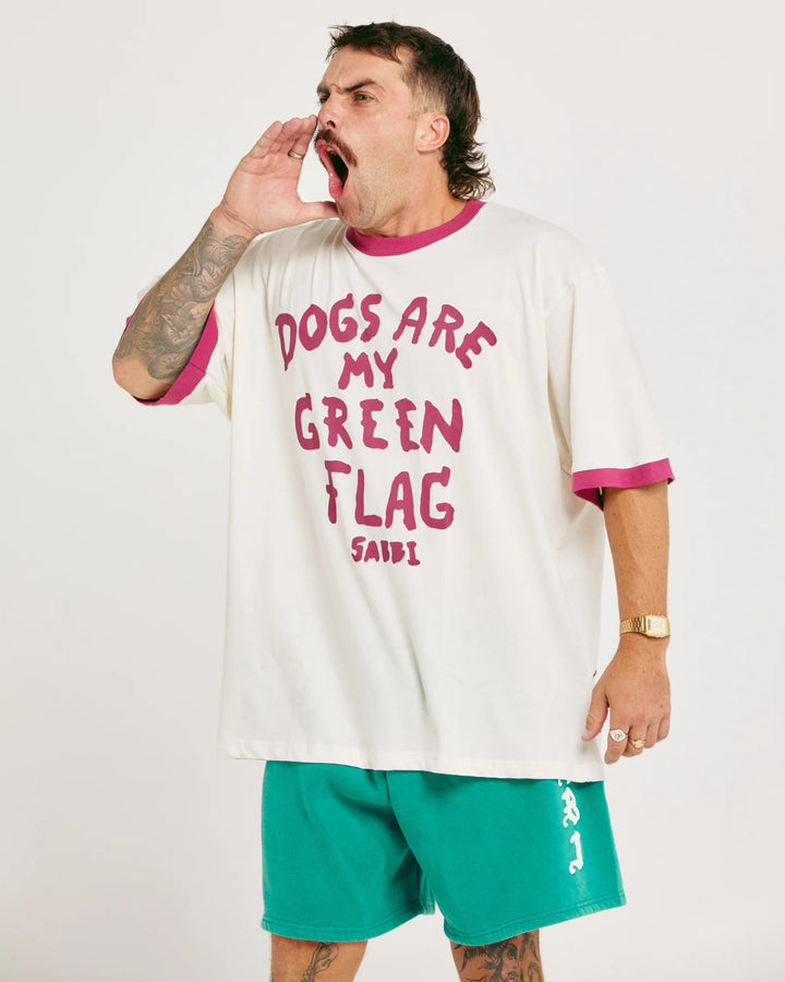 Sabbi - The Very Oversized Green Flag Tee - Off White - Meadow Collectiveoversized tee