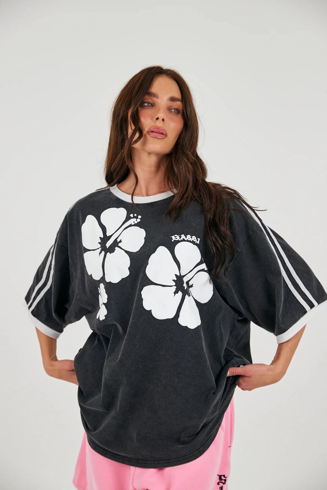 Sabbi The Very Oversized Hibiscus Tee - Washed Black - Meadow Collectivet shirt