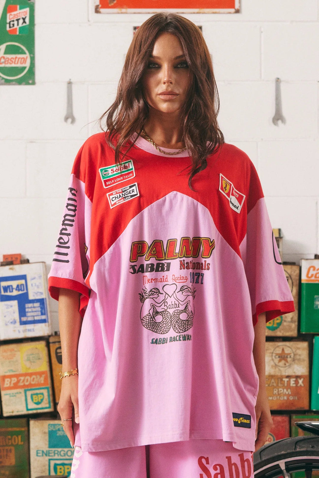 Sabbi The Very Oversized Mermaid Racing Tee - Pink - Meadow CollectiveT-Shirts