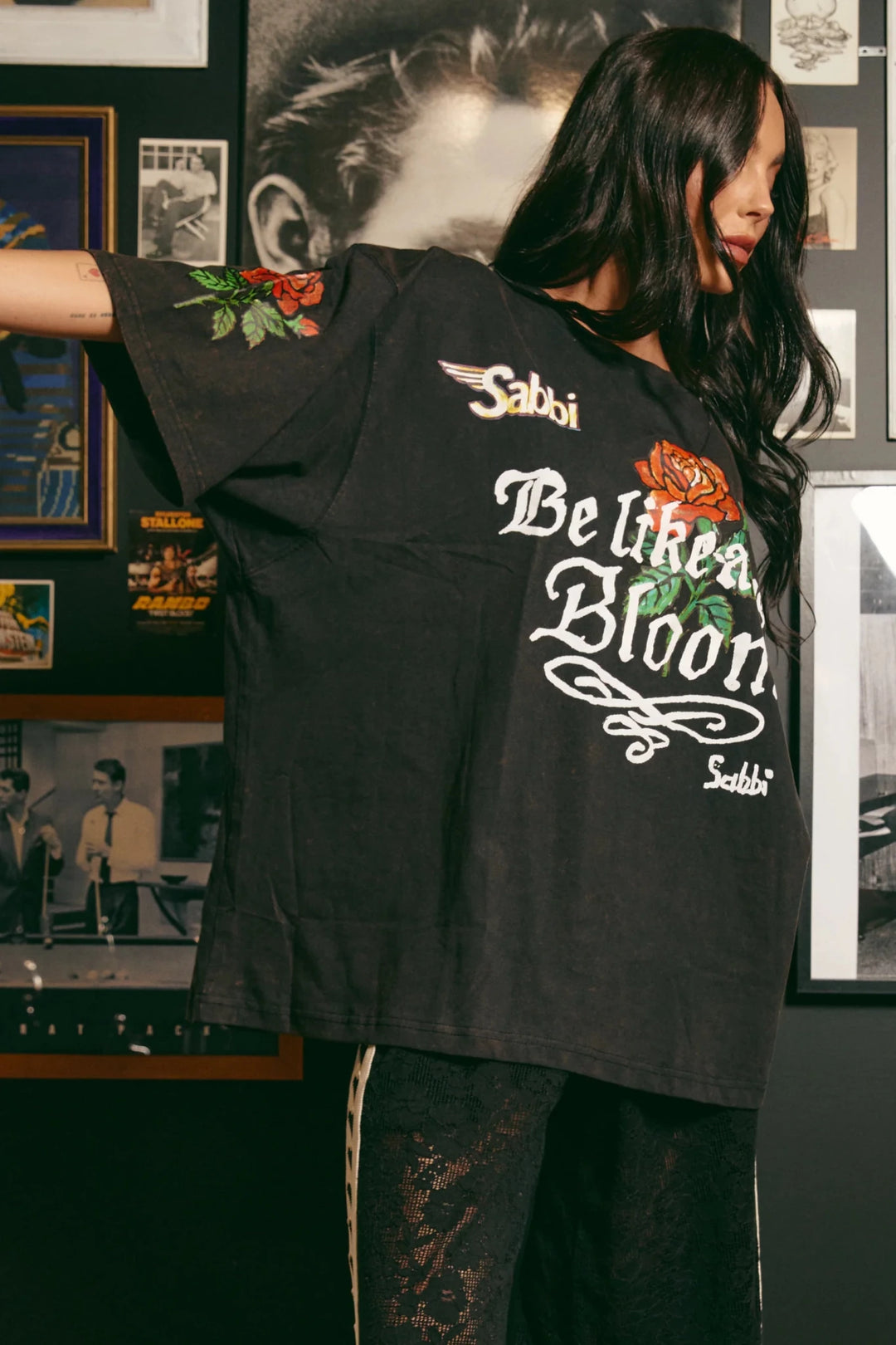 Sabbi The Very Oversized Rose Tee - Black - Meadow CollectiveT-Shirts