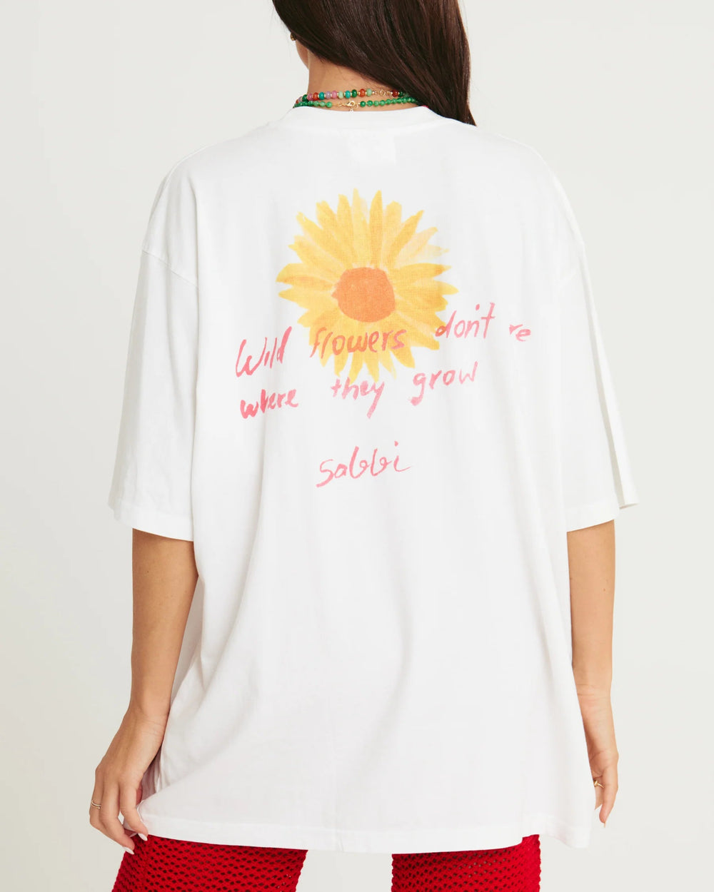 Sabbi - The Very Oversized Wild Flower Tee - White - Meadow Collectiveoversized tee