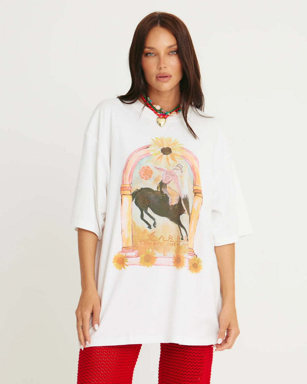 Sabbi - The Very Oversized Wild Flower Tee - White - Meadow Collectiveoversized tee