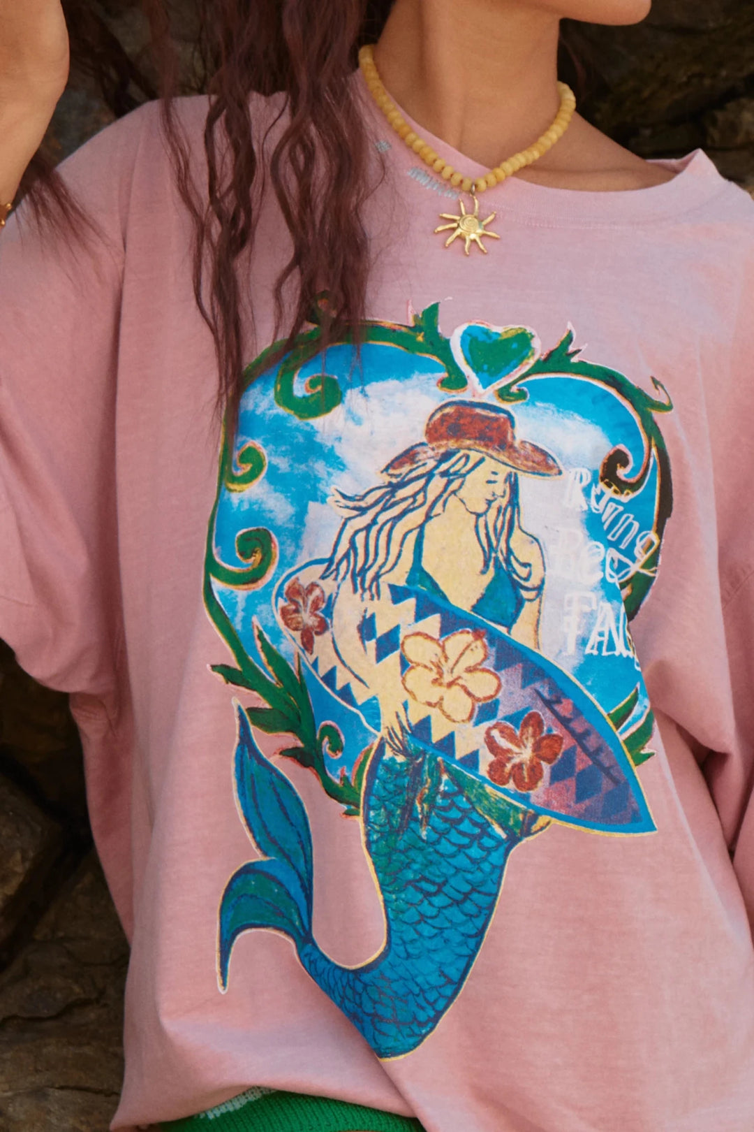 Sabbi Very Oversized Resting Beach Face Tee - Mauve - Meadow Collectiveoversized tee