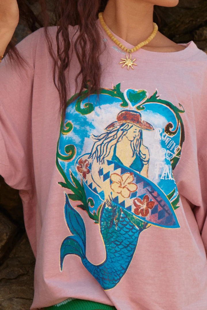 Sabbi Very Oversized Resting Beach Face Tee - Mauve - Meadow Collectiveoversized tee