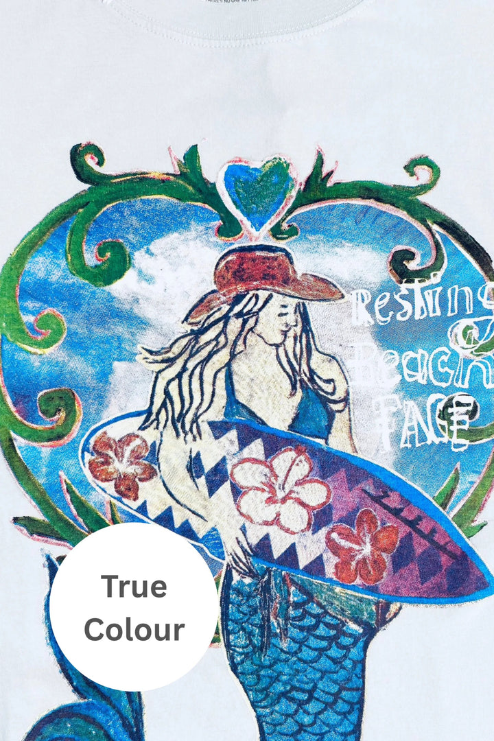 Sabbi Very Oversized Resting Beach Face Tee - Sky Blue - Meadow Collectiveoversized tee