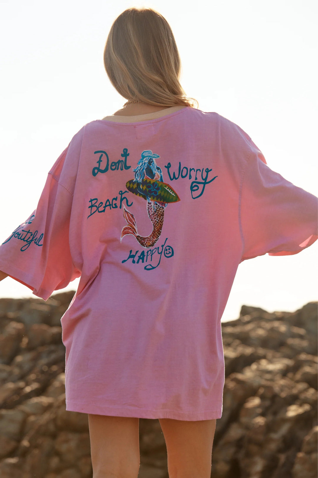 Sabbi Very Oversized Seas Long Time No Sea Tee - Musk Pink - Meadow Collectiveoversized tee