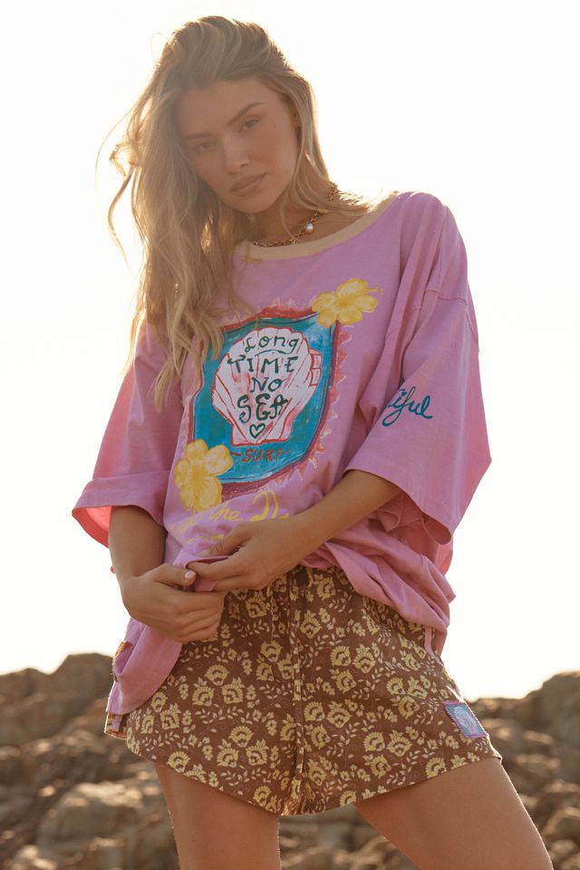 Sabbi Very Oversized Seas Long Time No Sea Tee - Musk Pink - Meadow Collectiveoversized tee