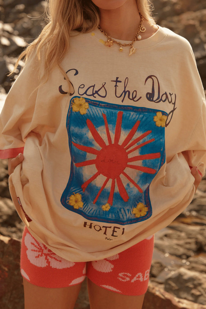 Sabbi Very Oversized Seas The Day Hotel Tee - Sand - Meadow Collectivegraphic tee