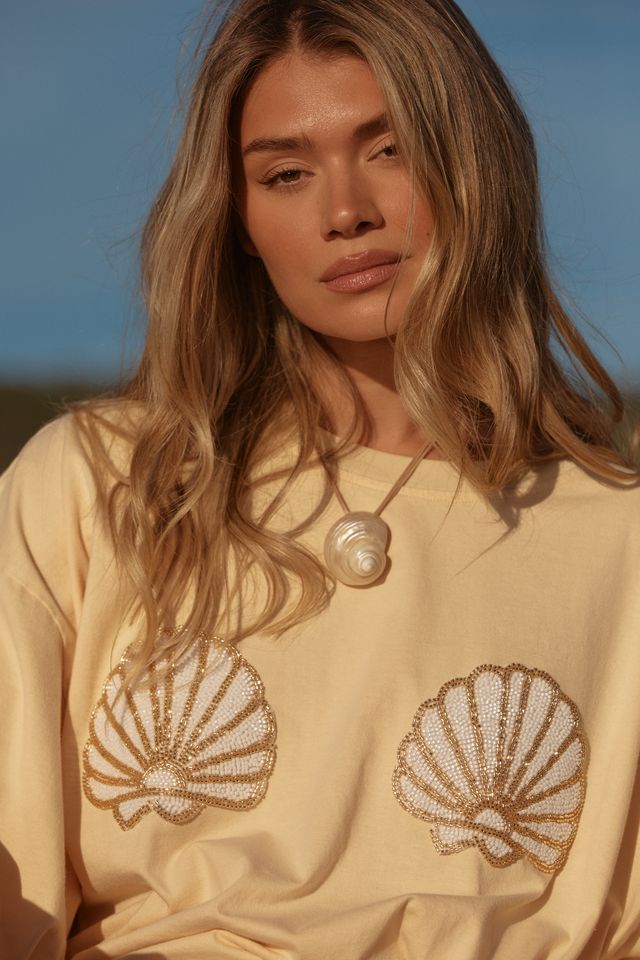 Sabbi Very Oversized Shell Titty Tee - Creamy Yellow - Meadow Collectiveoversized tee