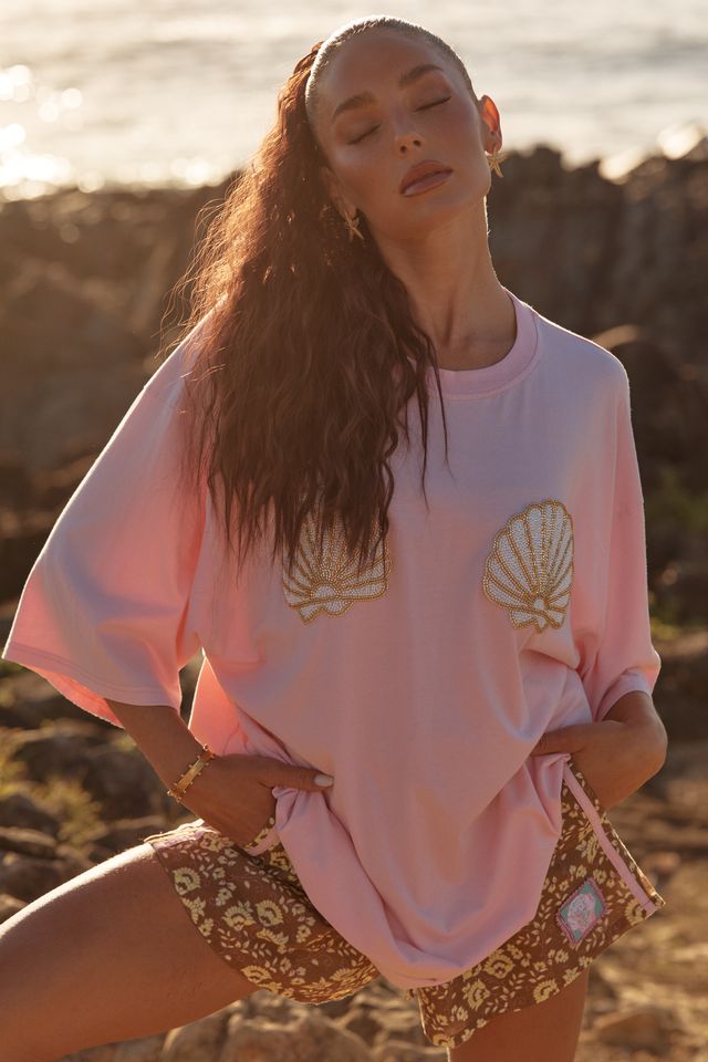 Sabbi Very Oversized Shell Titty Tee - Pink - Meadow Collectiveoversized tee