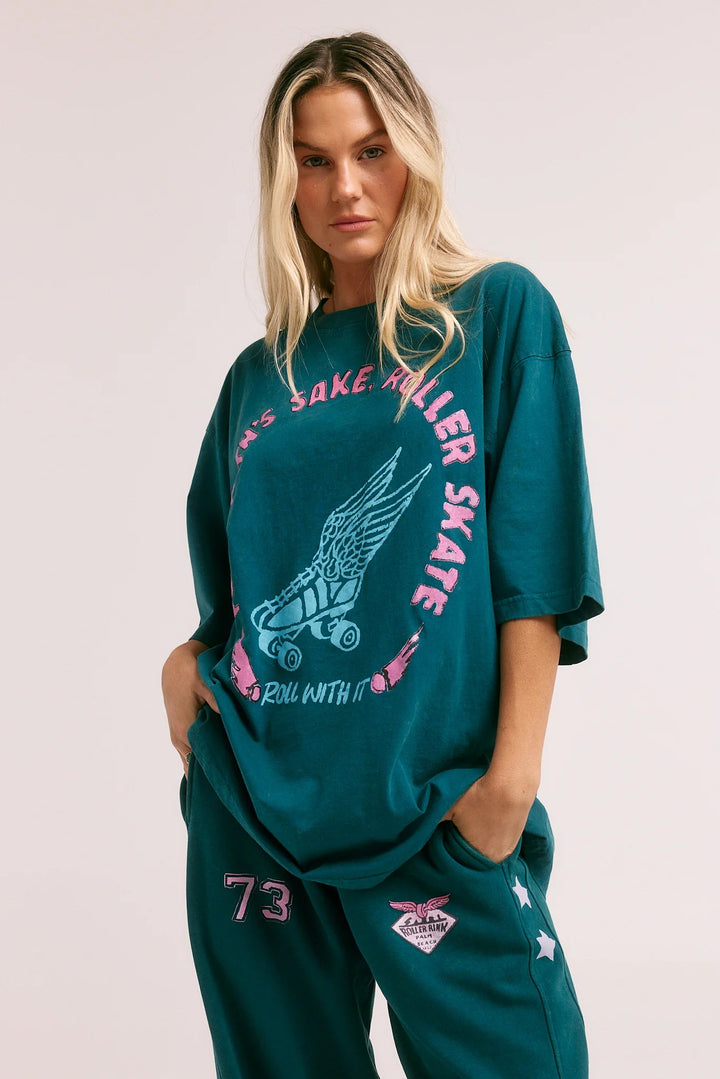 Sabbi Very Oversized Skate Don't Hate Tee - Teal - Meadow Collectivegraphic tee