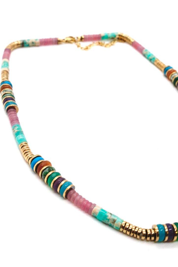 Semi Precious Stone Artsy Short Necklace - French Flair - Meadow Collectivenecklace