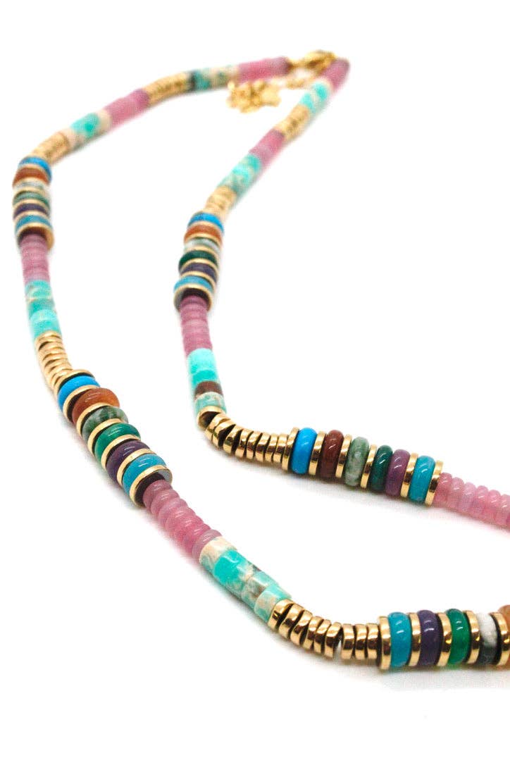 Semi Precious Stone Artsy Short Necklace - French Flair - Meadow Collectivenecklace