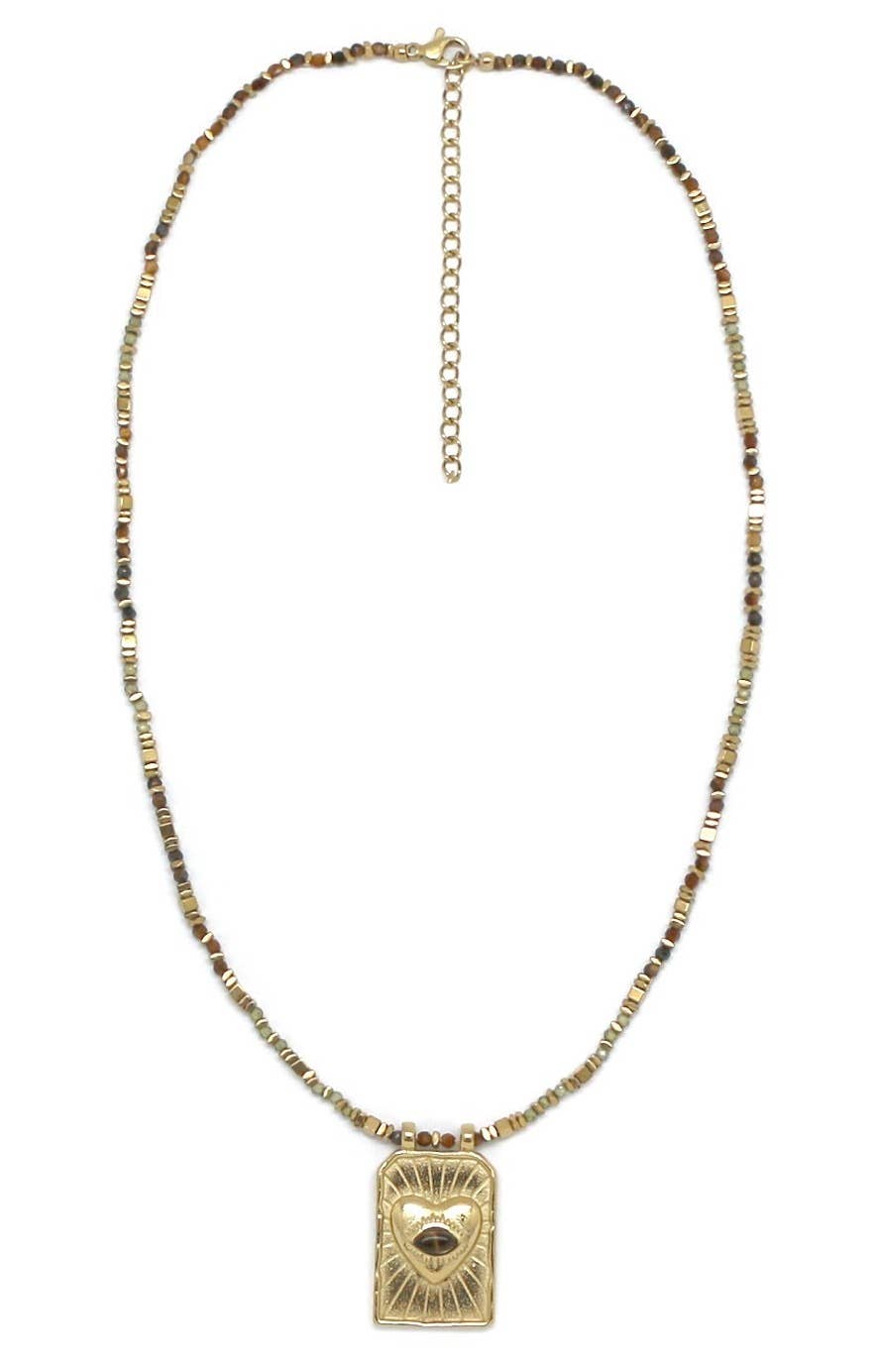 Semi Precious Stone Beaded Heart Necklace - Meadow CollectiveNecklace