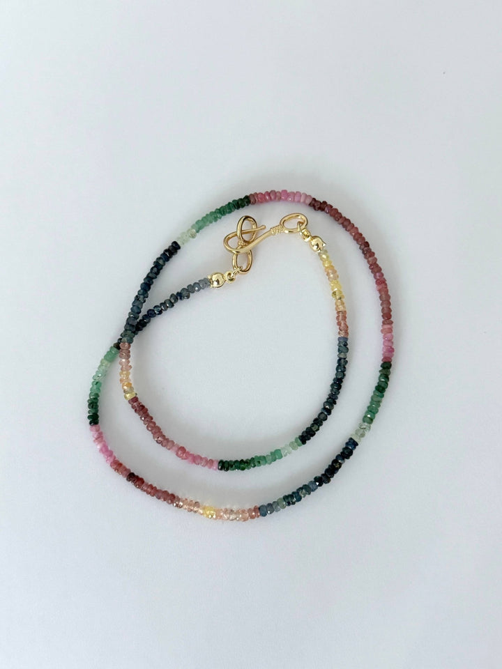 She’s a Rainbow: Natural Tourmaline Beaded Necklace – 14K Gold Filled - Meadow CollectiveNecklace