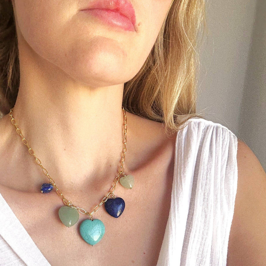 Sierra Stone Heart Multi Charm Necklace - Meadow CollectiveNecklace