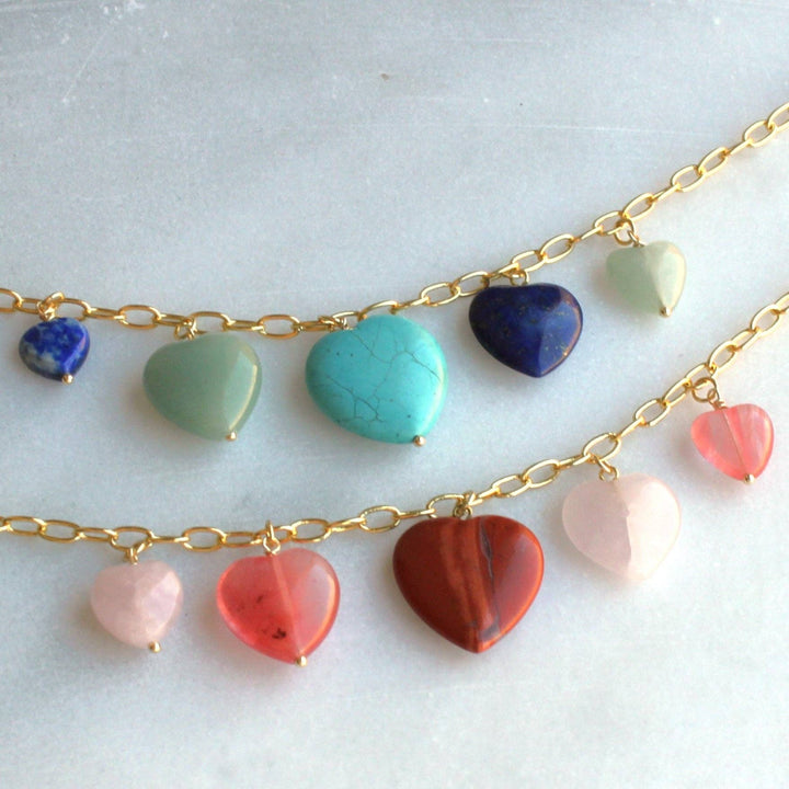 Sierra Stone Heart Multi Charm Necklace - Meadow CollectiveNecklace