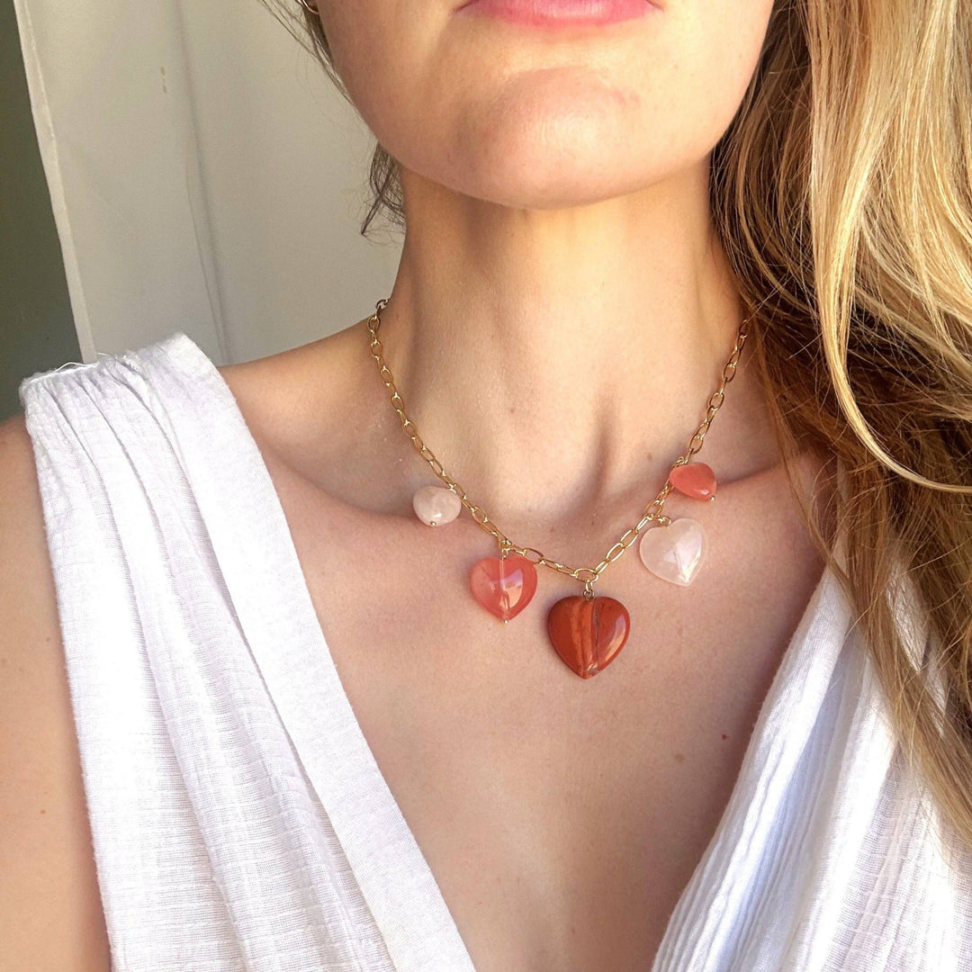 Sierra Stone Heart Multi Charm Necklace - Meadow CollectiveNecklace