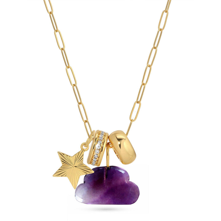Silver Lining Amethyst Cloud Charm Set Necklace - Meadow CollectiveNecklace