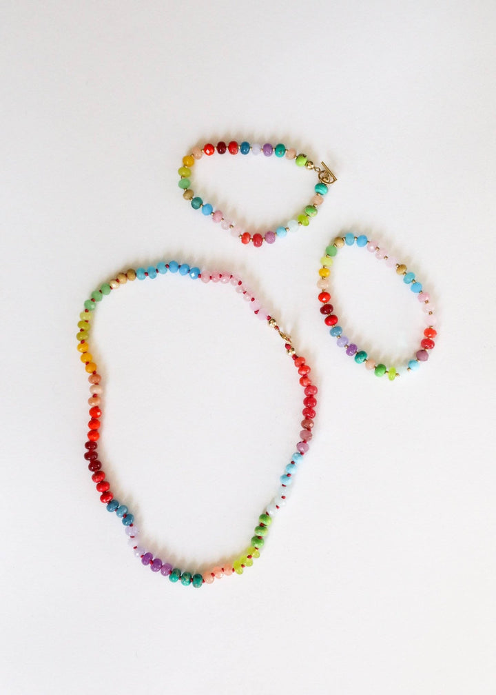 Skyline gemstone necklace shown with matching bracelets