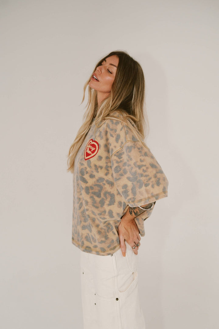 Sorry Mom Tee By Happy Little Mother - Leopard Print - Meadow Collectiveoversized tee