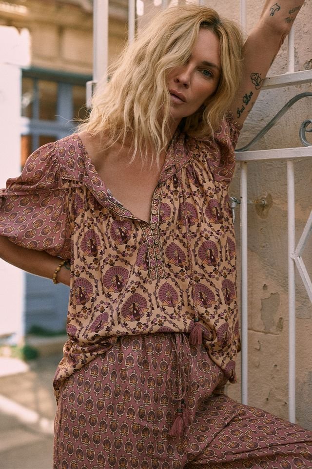 Spell Château Short Sleeve Blouse - Grape - Meadow Collective