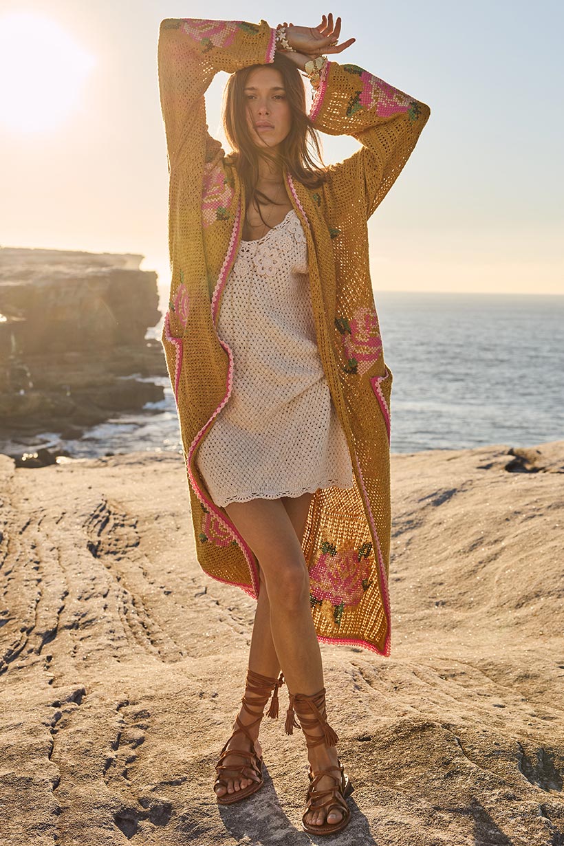 Spell Coastal Granny Maxi Cardigan - mustard - Meadow Collectivecardigan