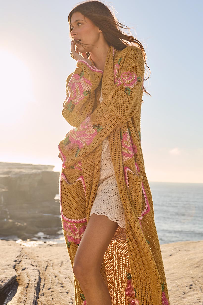 Spell Coastal Granny Maxi Cardigan - mustard - Meadow Collectivecardigan