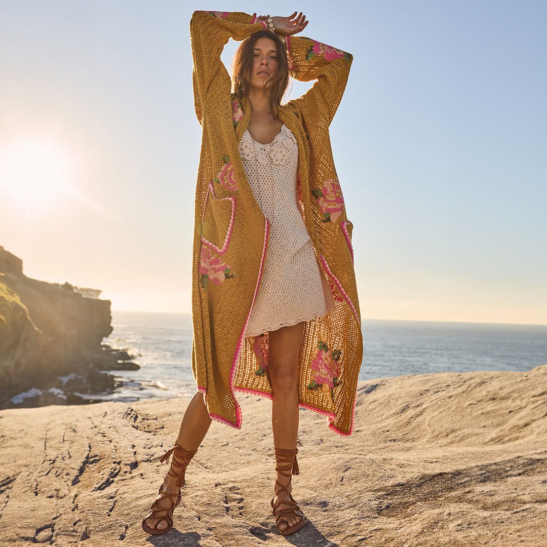 Spell Coastal Granny Maxi Cardigan - mustard - Meadow Collectivecardigan