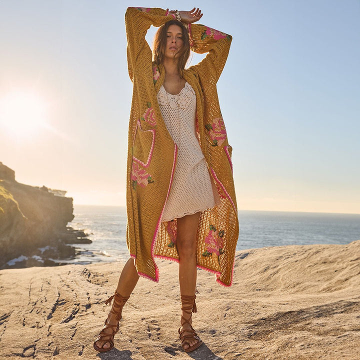 Spell Coastal Granny Maxi Cardigan - mustard - Meadow Collectivecardigan