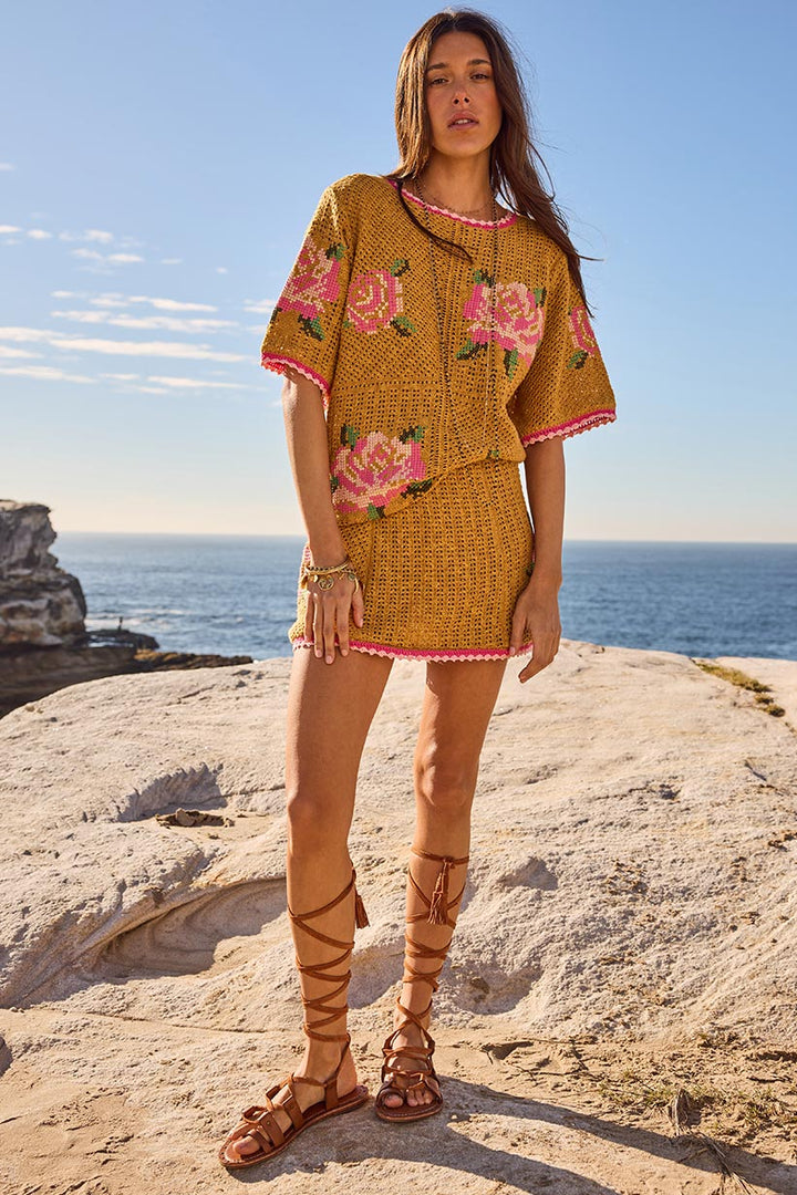 Spell Coastal Granny Mini Skirt - Mustard - Meadow Collectivemini skirt