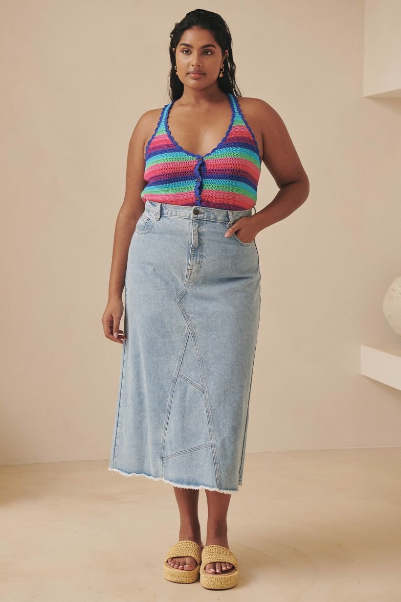 Spell Eve Denim Skirt - Sun Washed Blue – Meadow Collective Spell Eve Denim Skirt - Sun Washed Blue – Meadow Collective